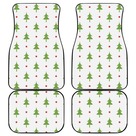 Christmas Tree And Star Pattern Print Front and Back Car Floor Mats