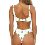 Christmas Tree And Star Pattern Print Front Bow Tie Bikini