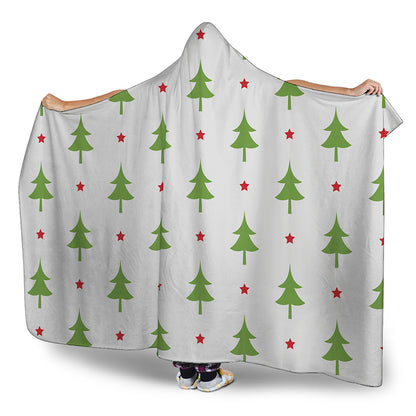 Christmas Tree And Star Pattern Print Hooded Blanket