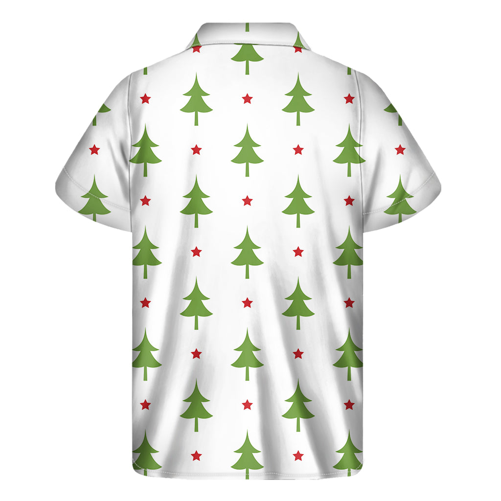 Christmas Tree And Star Pattern Print Men's Short Sleeve Shirt
