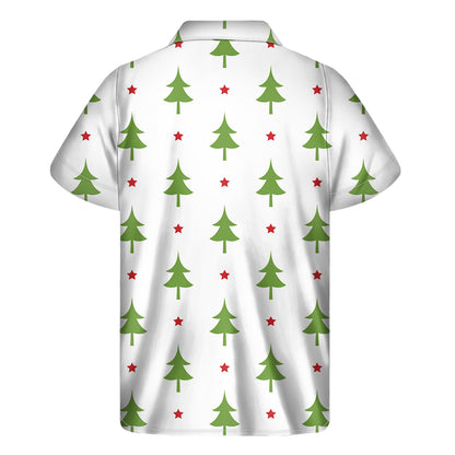 Christmas Tree And Star Pattern Print Men's Short Sleeve Shirt