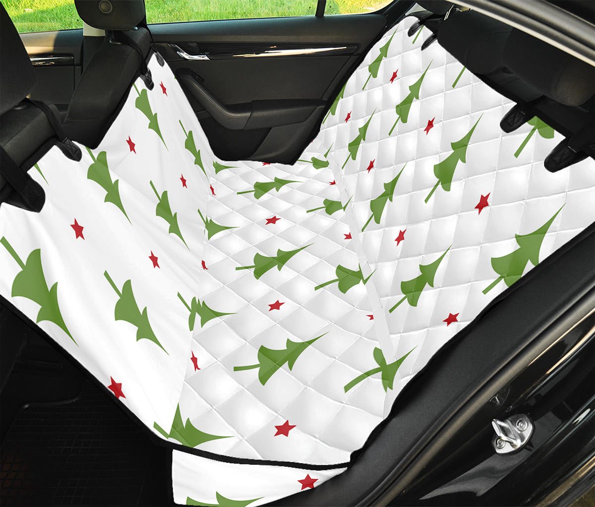 Christmas Tree And Star Pattern Print Pet Car Back Seat Cover