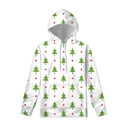 Christmas Tree And Star Pattern Print Pullover Hoodie