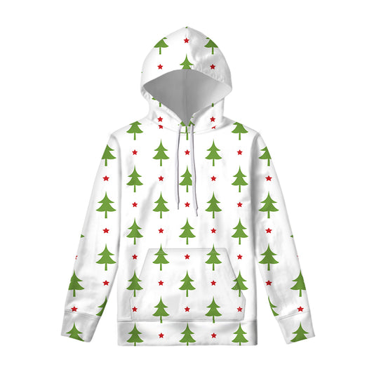 Christmas Tree And Star Pattern Print Pullover Hoodie