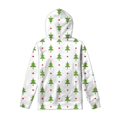Christmas Tree And Star Pattern Print Pullover Hoodie