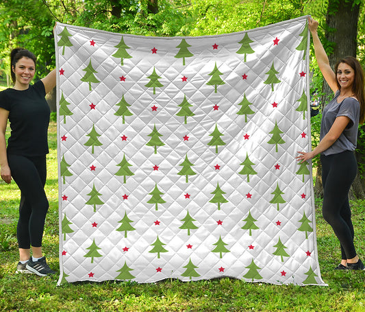 Christmas Tree And Star Pattern Print Quilt