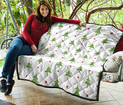 Christmas Tree And Star Pattern Print Quilt