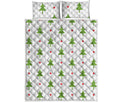 Christmas Tree And Star Pattern Print Quilt Bed Set