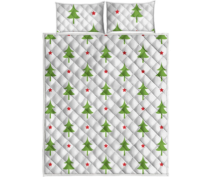 Christmas Tree And Star Pattern Print Quilt Bed Set
