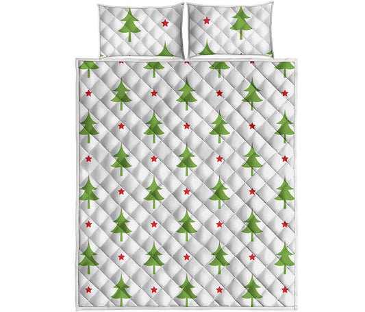 Christmas Tree And Star Pattern Print Quilt Bed Set