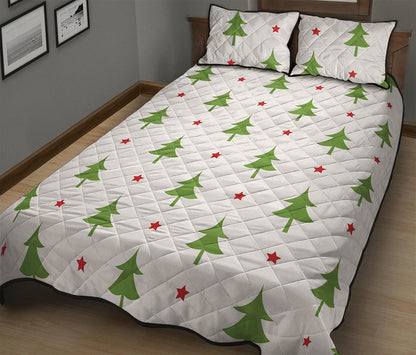 Christmas Tree And Star Pattern Print Quilt Bed Set