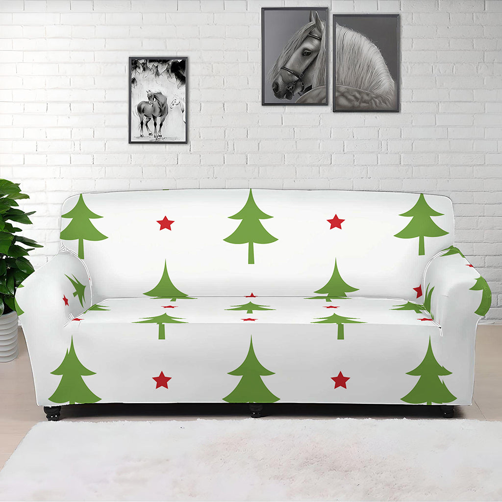 Christmas Tree And Star Pattern Print Sofa Cover