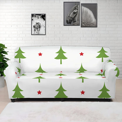 Christmas Tree And Star Pattern Print Sofa Cover