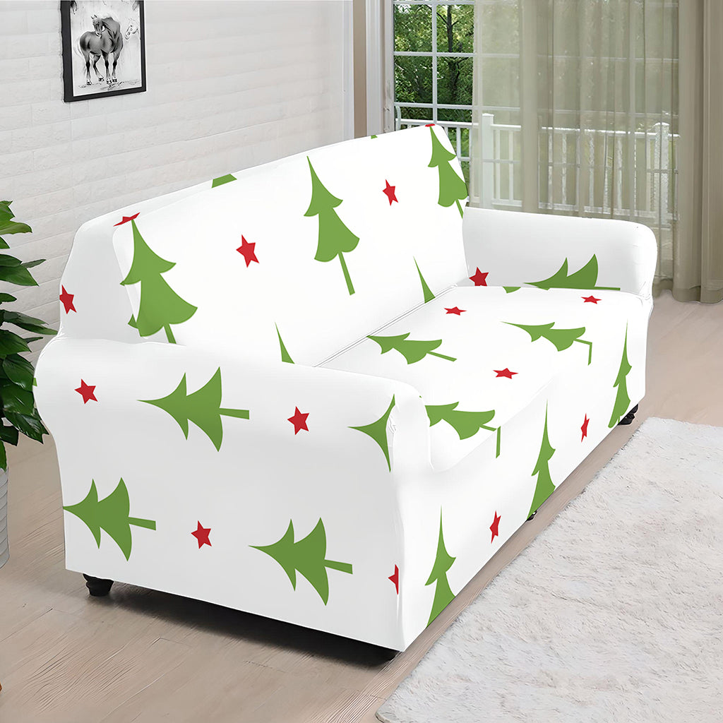 Christmas Tree And Star Pattern Print Sofa Cover