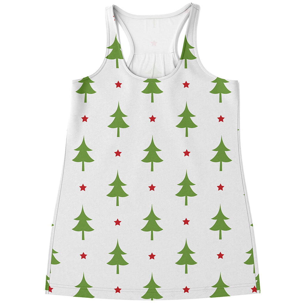 Christmas Tree And Star Pattern Print Women's Racerback Tank Top