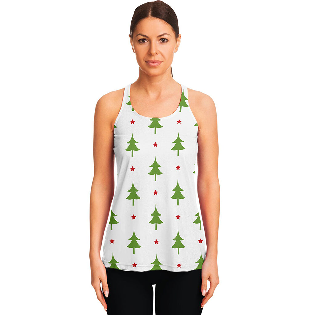 Christmas Tree And Star Pattern Print Women's Racerback Tank Top