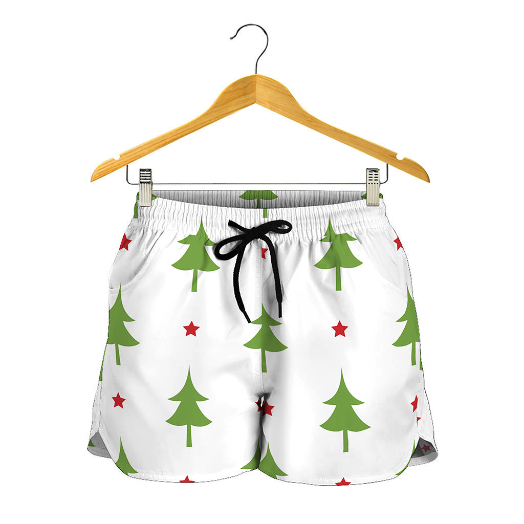 Christmas Tree And Star Pattern Print Women's Shorts