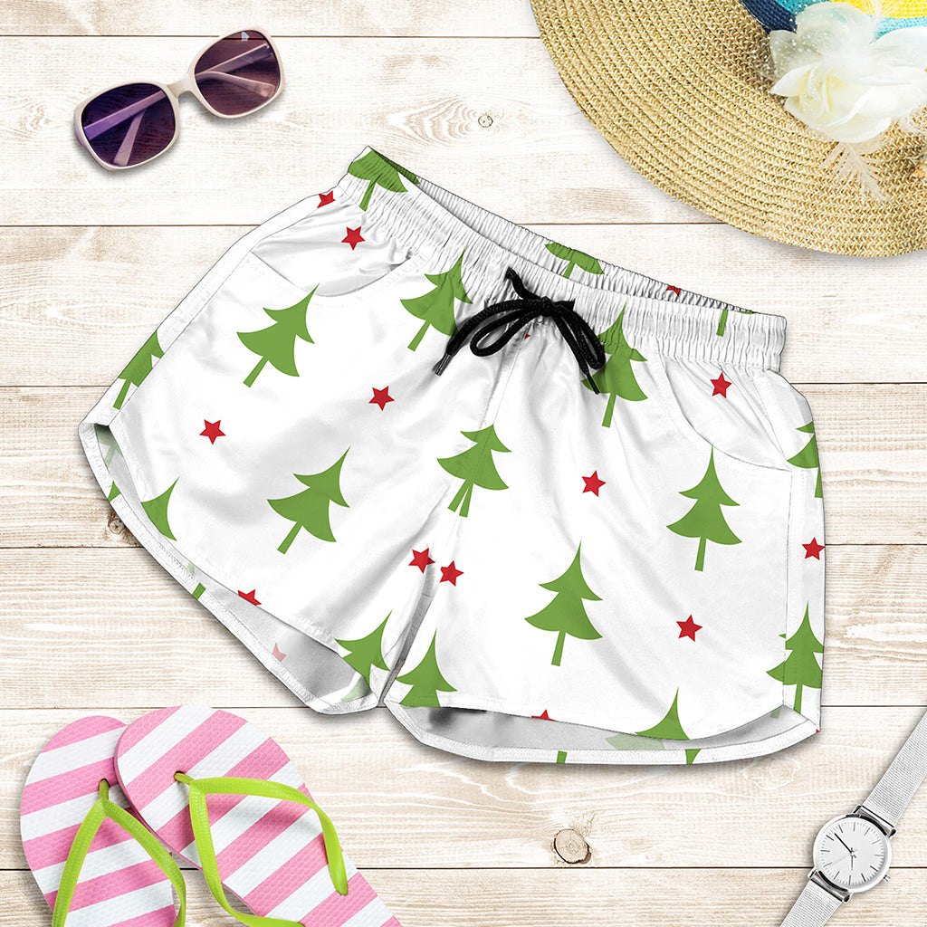 Christmas Tree And Star Pattern Print Women's Shorts