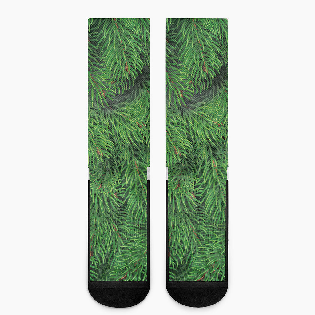 Christmas Tree Branches Print Crew Socks