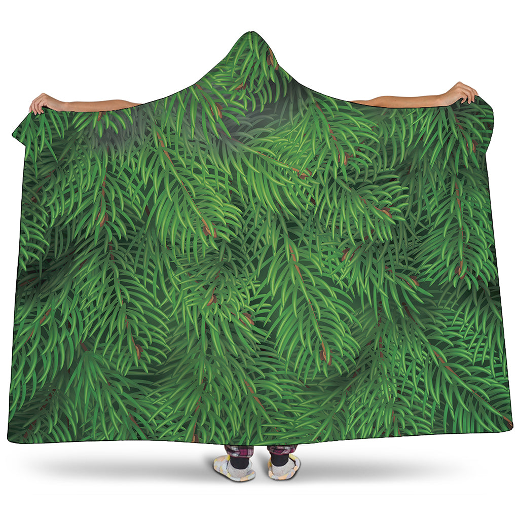 Christmas Tree Branches Print Hooded Blanket