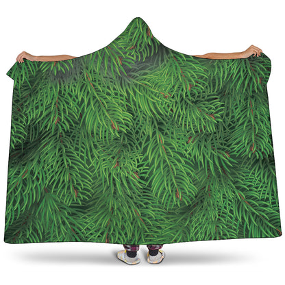 Christmas Tree Branches Print Hooded Blanket