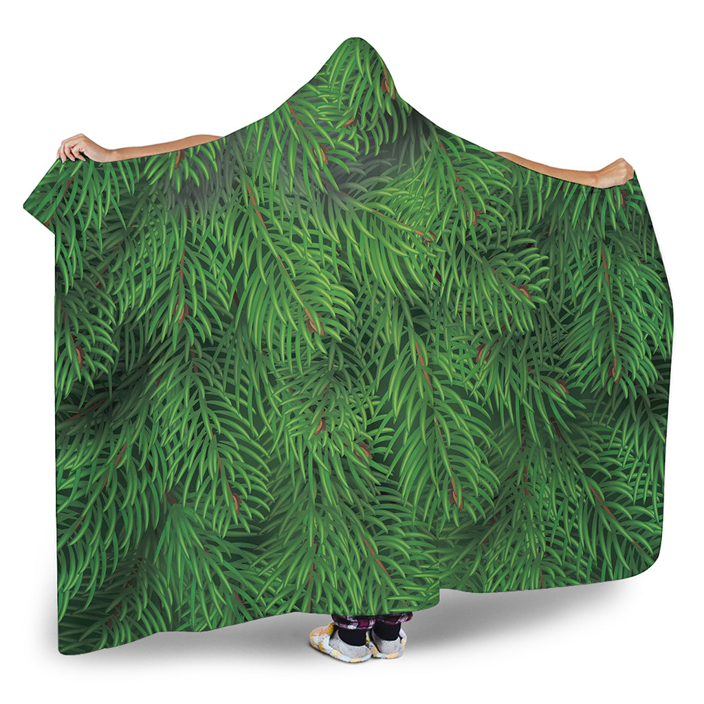 Christmas Tree Branches Print Hooded Blanket