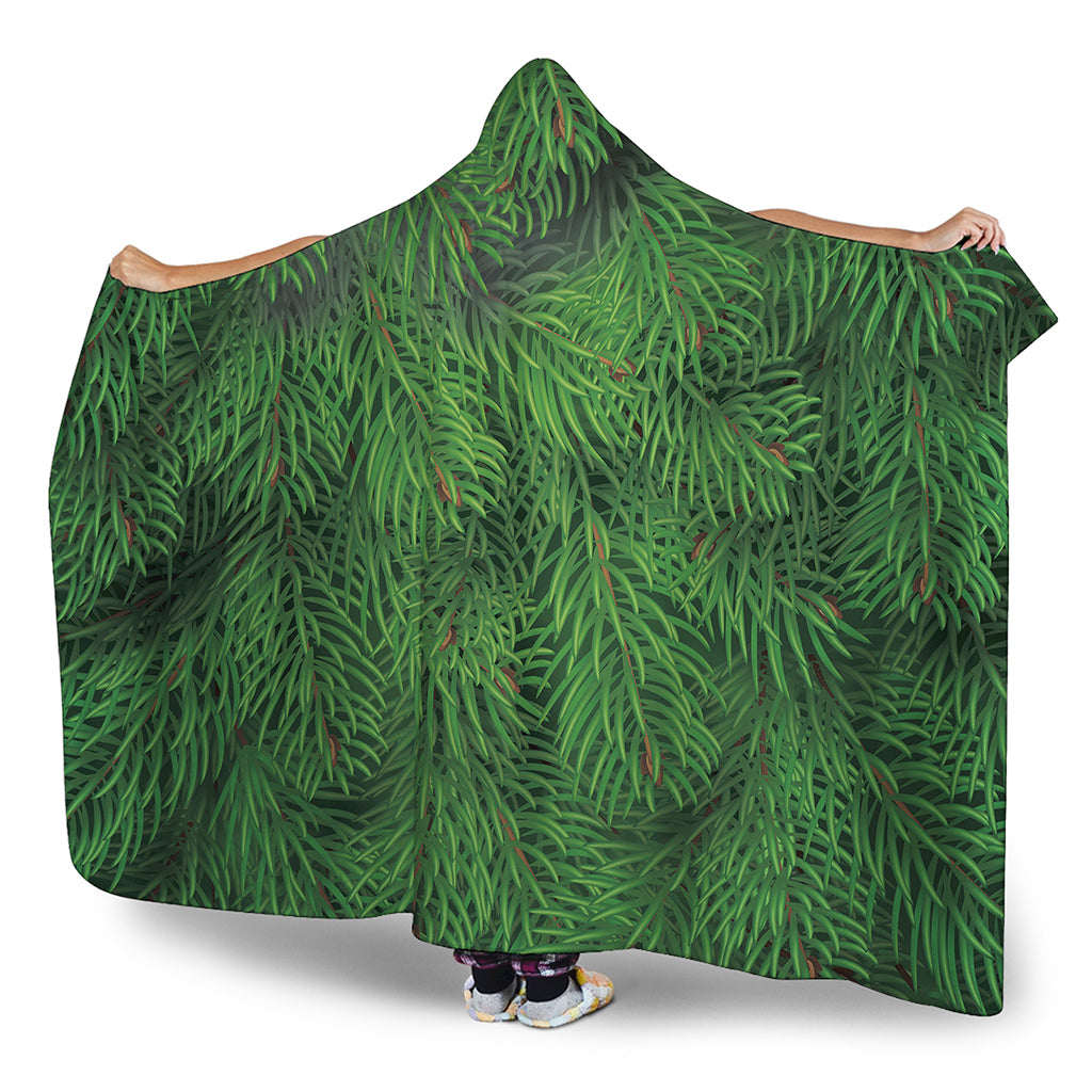 Christmas Tree Branches Print Hooded Blanket