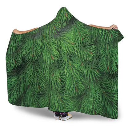 Christmas Tree Branches Print Hooded Blanket
