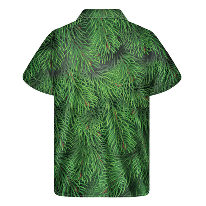 Christmas Tree Branches Print Men's Short Sleeve Shirt