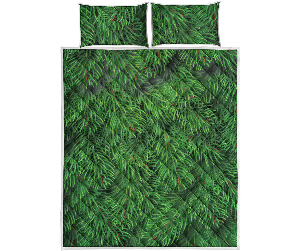 Christmas Tree Branches Print Quilt Bed Set