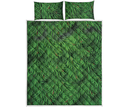 Christmas Tree Branches Print Quilt Bed Set