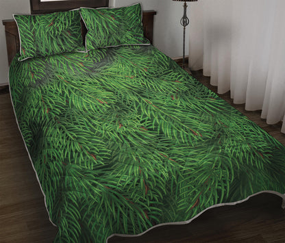 Christmas Tree Branches Print Quilt Bed Set