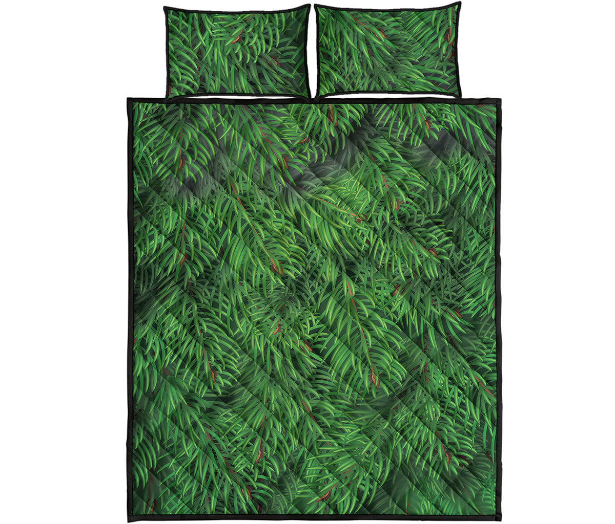 Christmas Tree Branches Print Quilt Bed Set