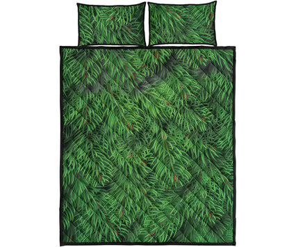 Christmas Tree Branches Print Quilt Bed Set