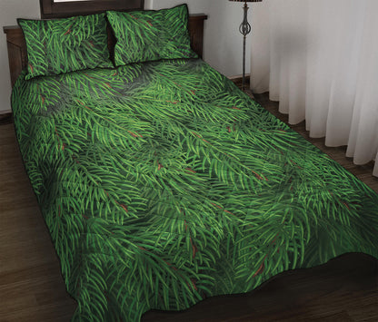 Christmas Tree Branches Print Quilt Bed Set