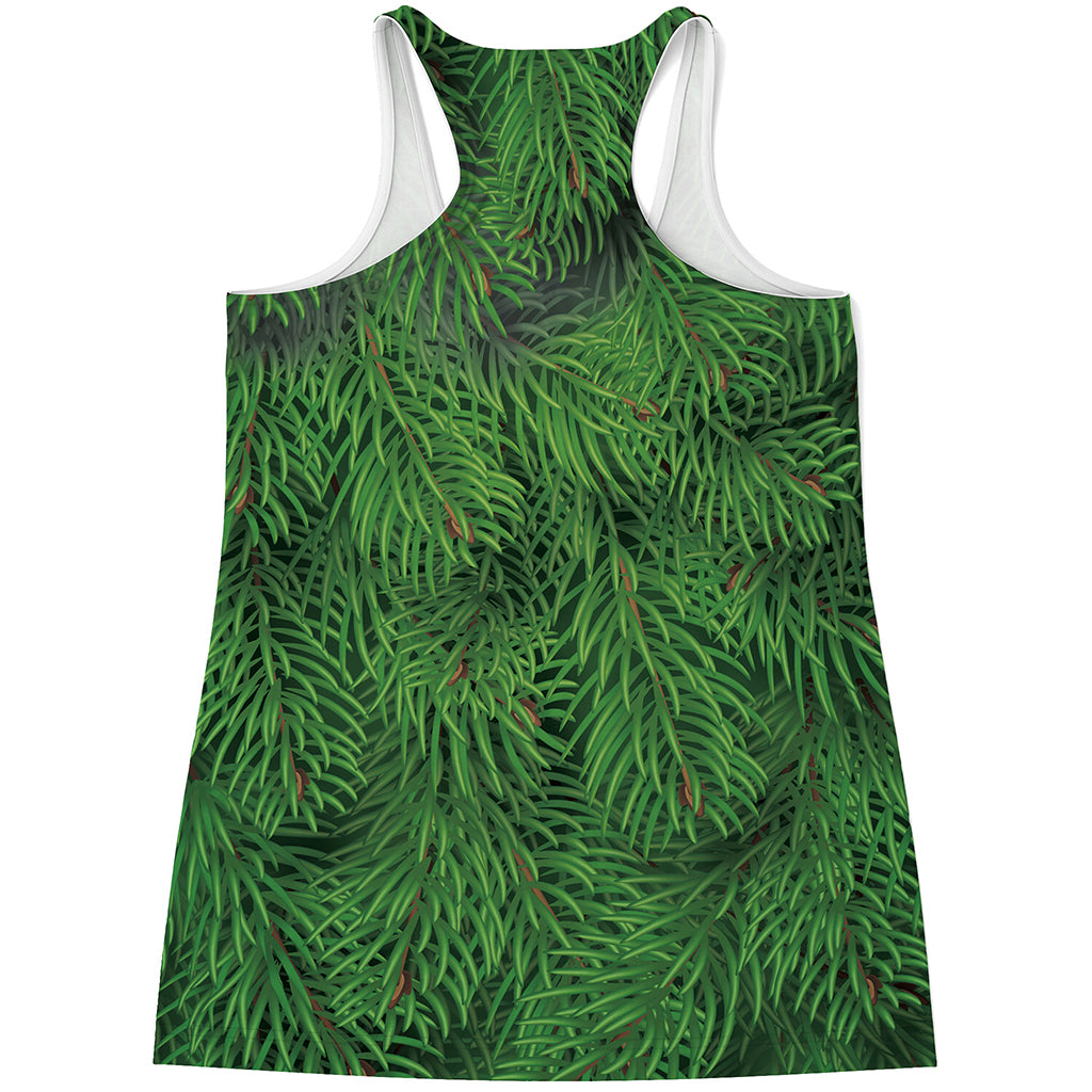 Christmas Tree Branches Print Women's Racerback Tank Top