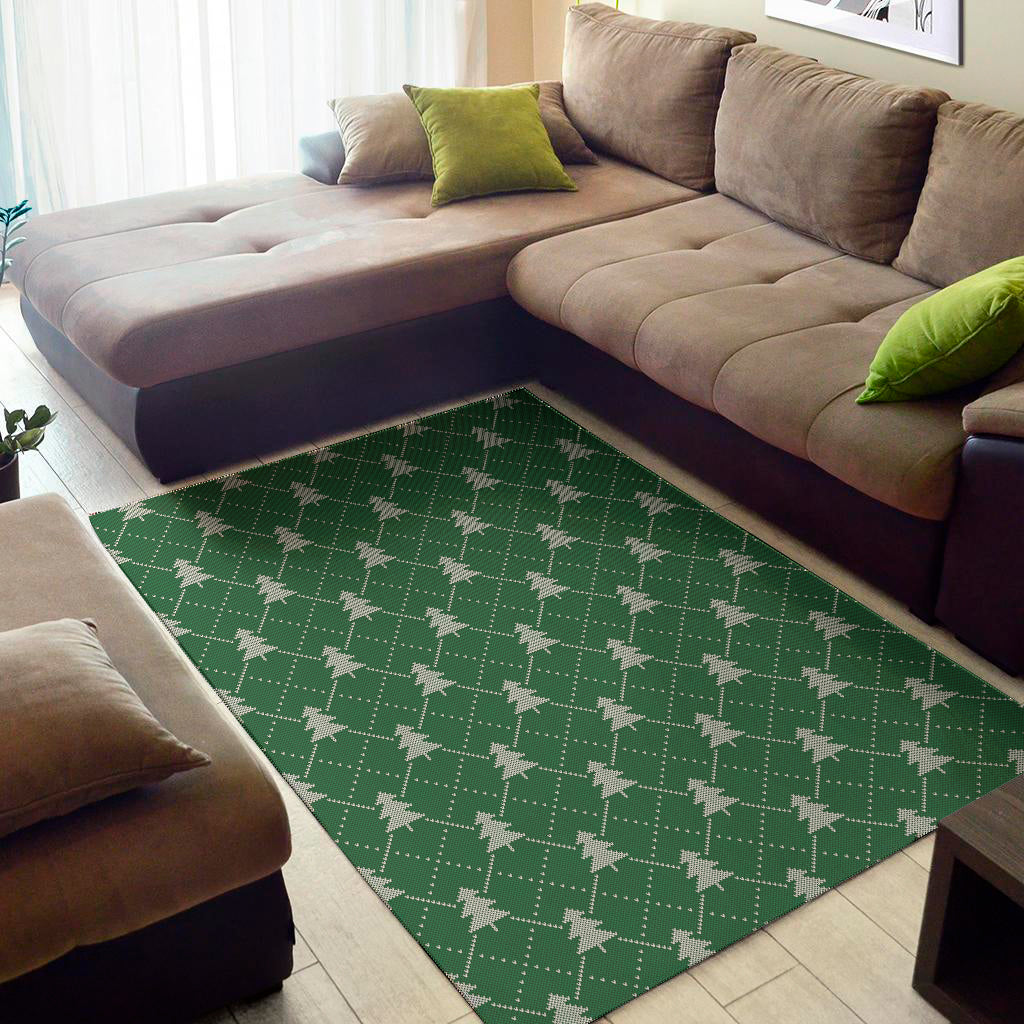 Christmas Tree Knitted Pattern Print Area Rug
