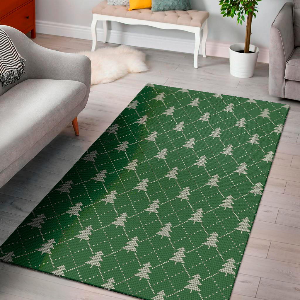 Christmas Tree Knitted Pattern Print Area Rug