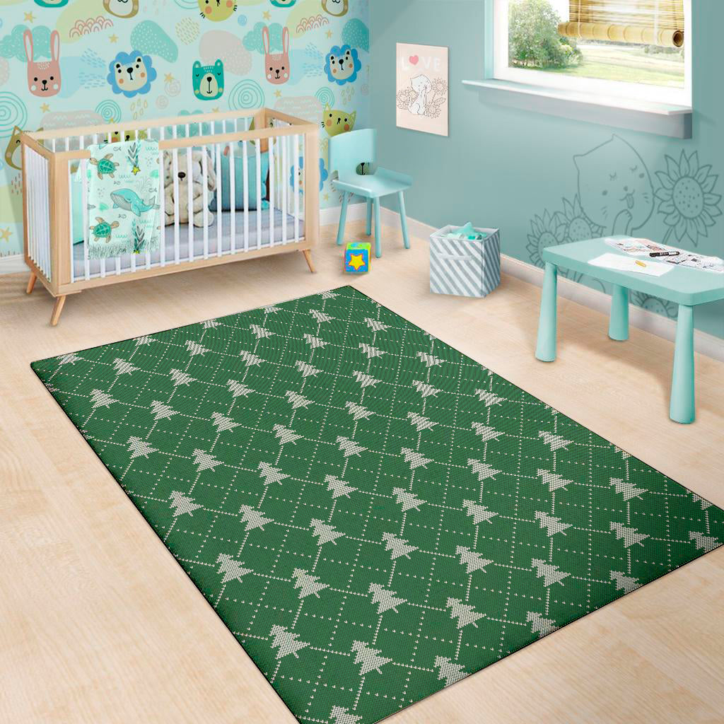 Christmas Tree Knitted Pattern Print Area Rug