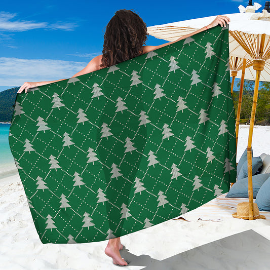 Christmas Tree Knitted Pattern Print Beach Sarong Wrap
