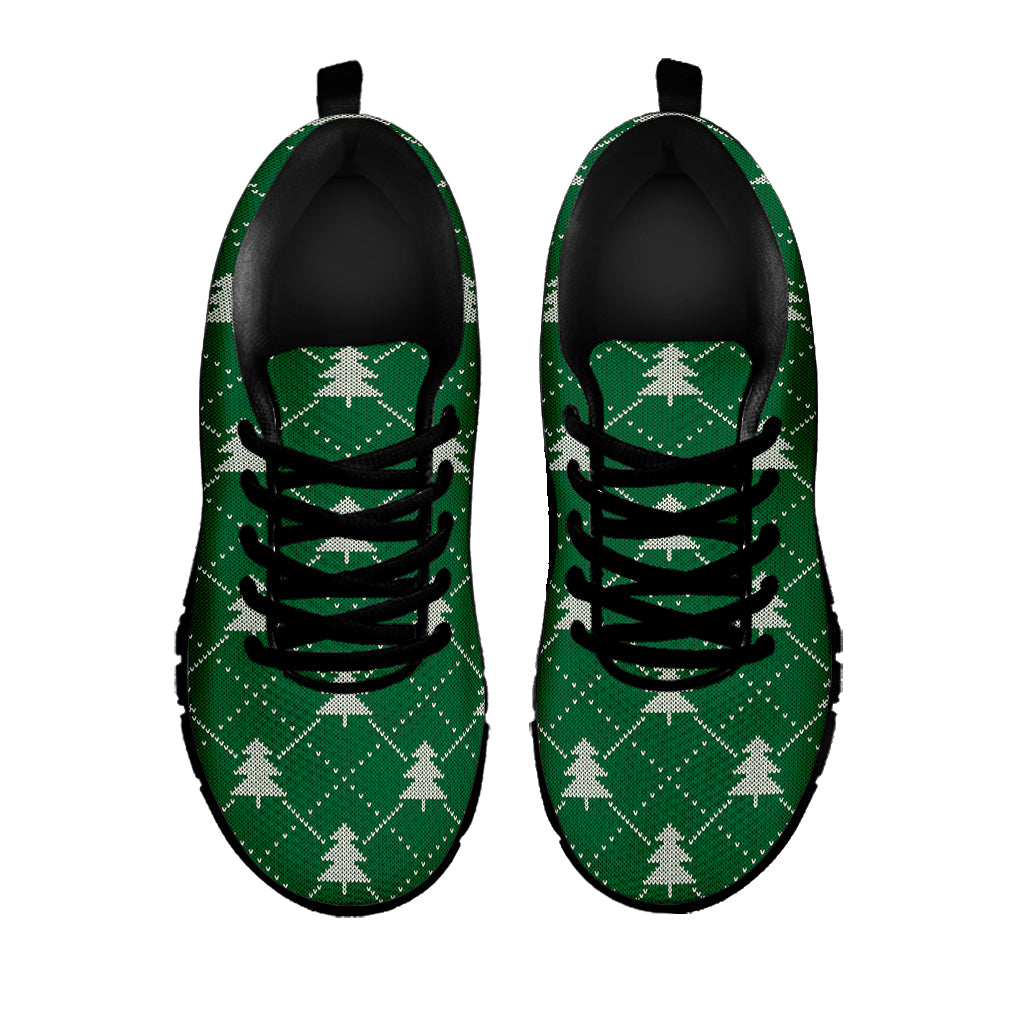 Christmas Tree Knitted Pattern Print Black Sneakers