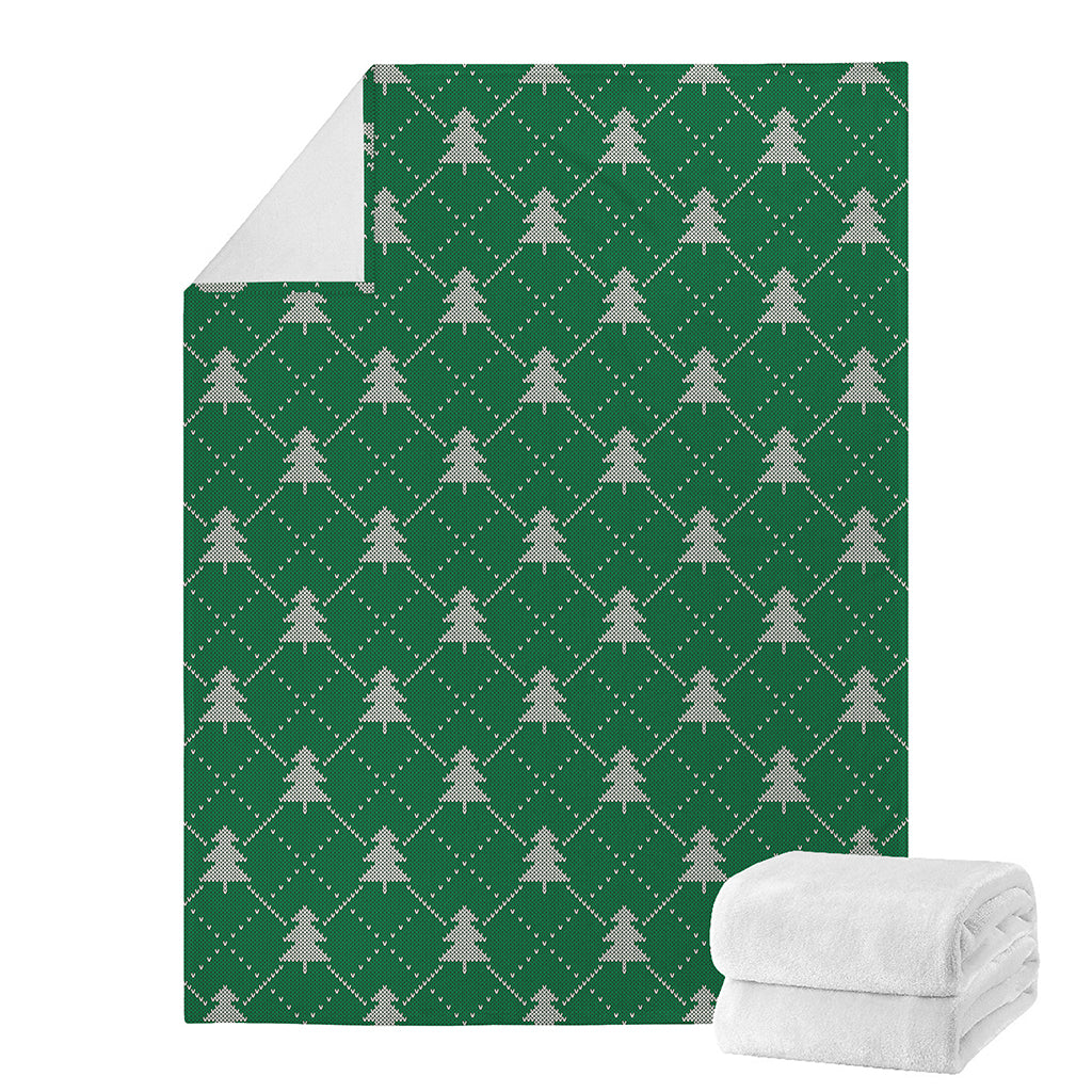 Christmas Tree Knitted Pattern Print Blanket