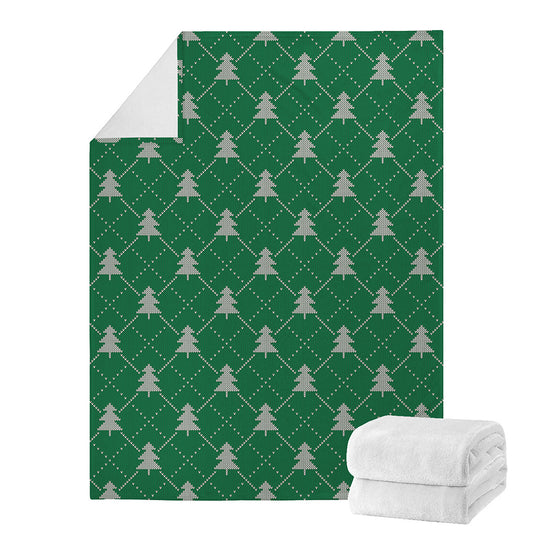 Christmas Tree Knitted Pattern Print Blanket