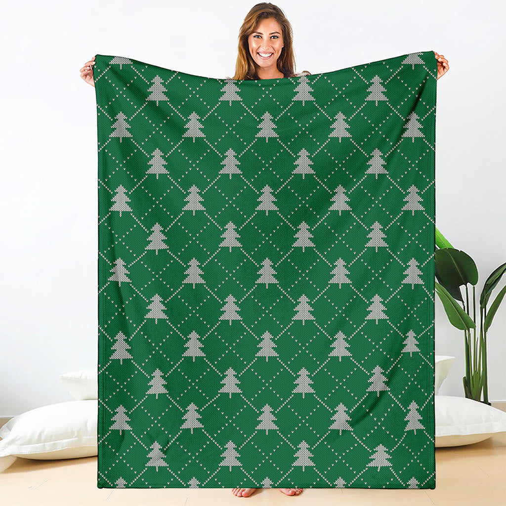 Christmas Tree Knitted Pattern Print Blanket