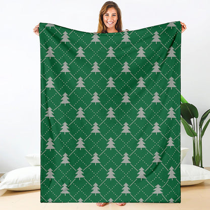 Christmas Tree Knitted Pattern Print Blanket