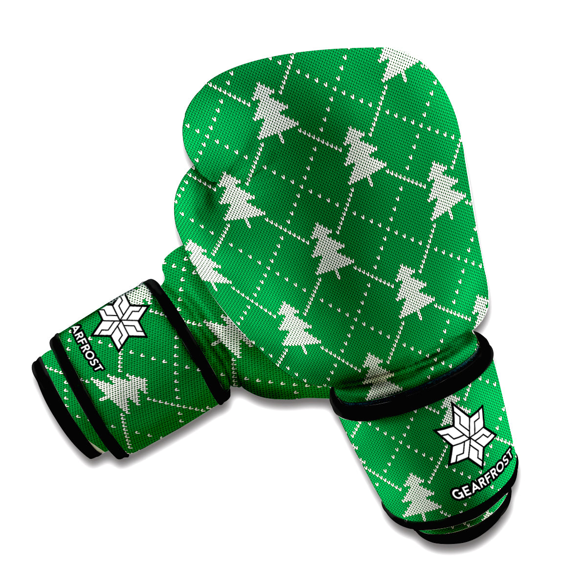 Christmas Tree Knitted Pattern Print Boxing Gloves