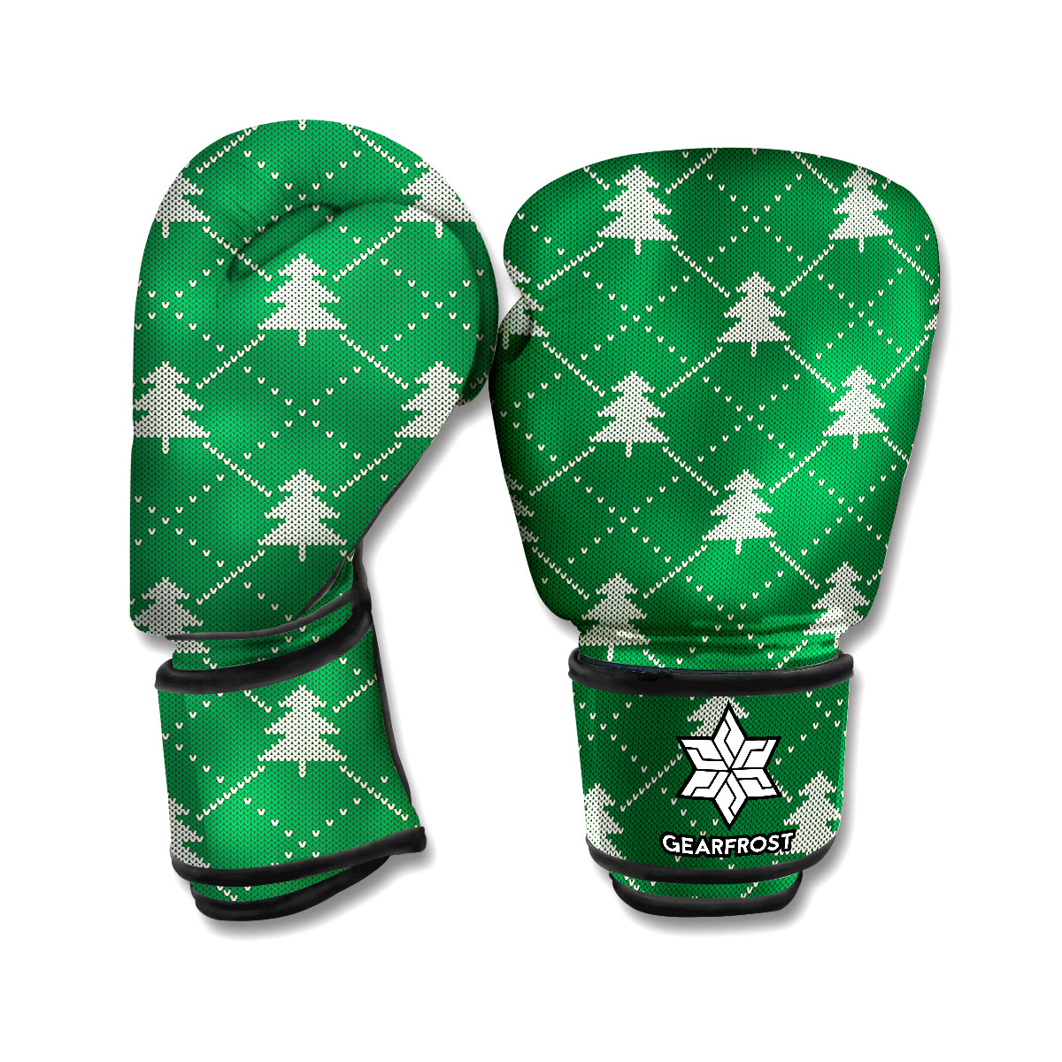 Christmas Tree Knitted Pattern Print Boxing Gloves