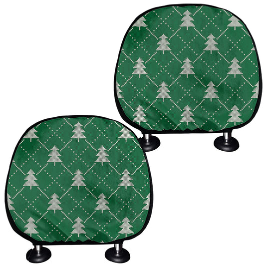 Christmas Tree Knitted Pattern Print Car Headrest Covers