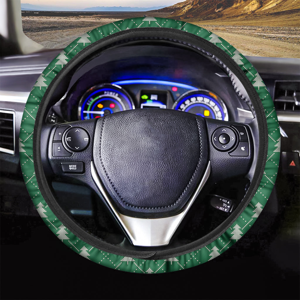 Christmas Tree Knitted Pattern Print Car Steering Wheel Cover