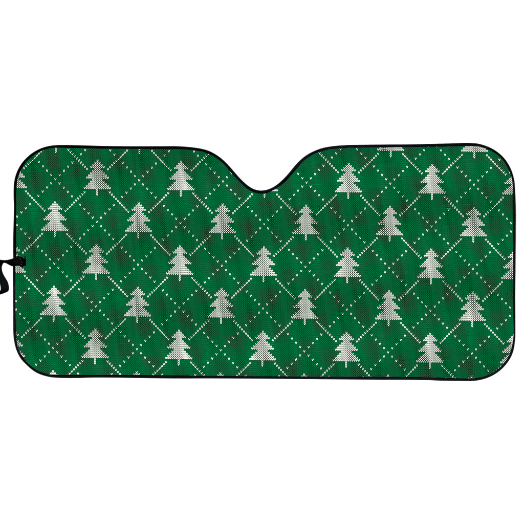 Christmas Tree Knitted Pattern Print Car Sun Shade